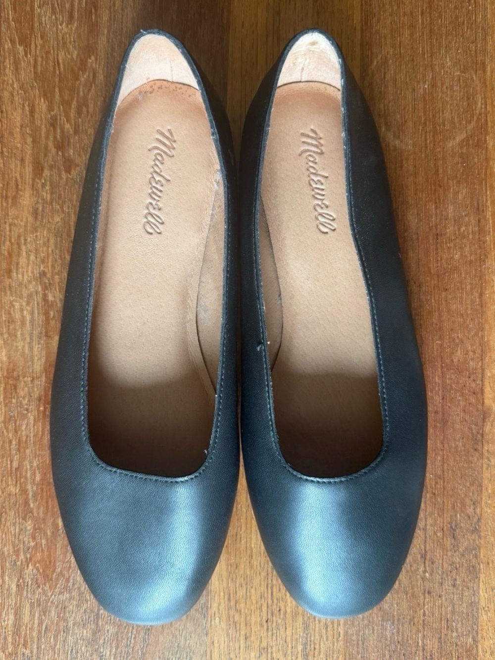 Madewell Black Leather Round-Toe Ballet Flats size 9 like new!